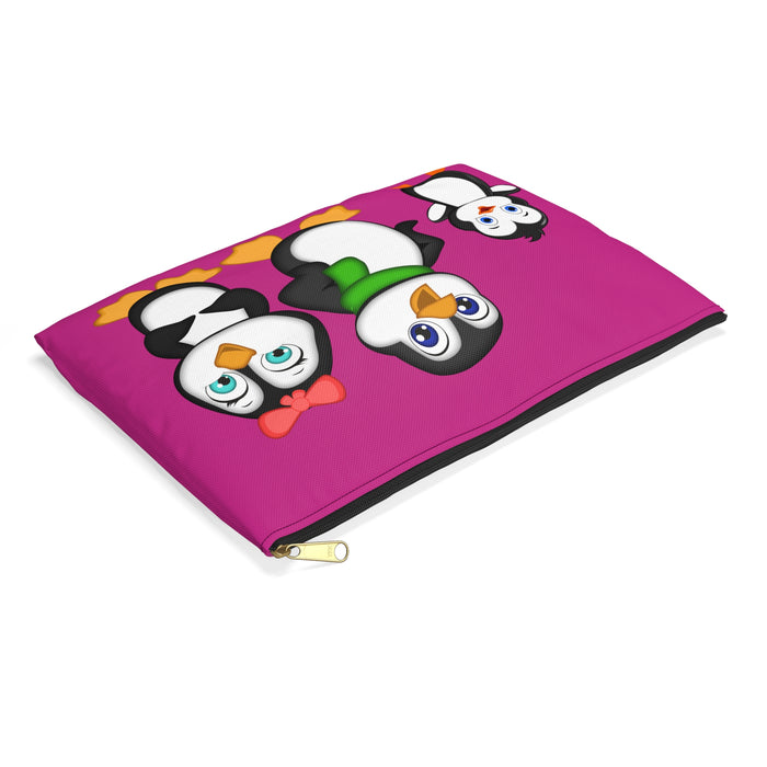 Accessory Pouch - Mommy, Daddy, and Bebo Penguins - Pink