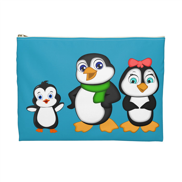 Accessory Pouch - Mommy, Daddy, and Bebo Penguins - Turquoise