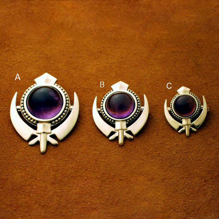 Amethyst beaded border Khanda pin pendants