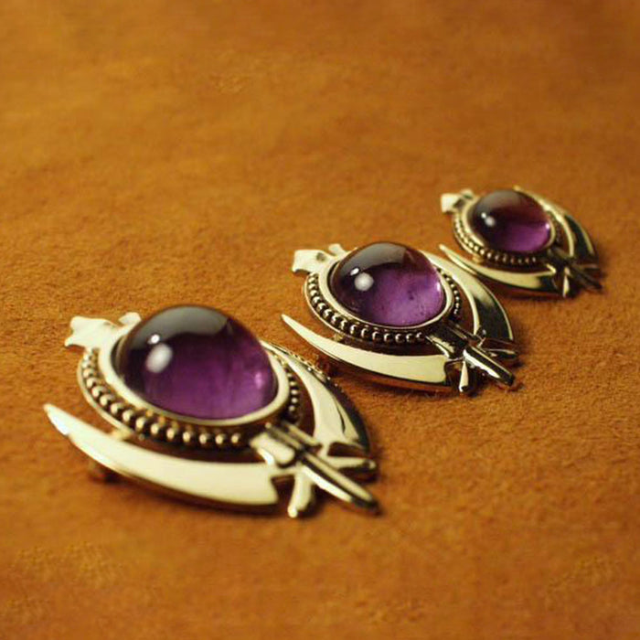 Amethyst beaded border Khanda pin pendants
