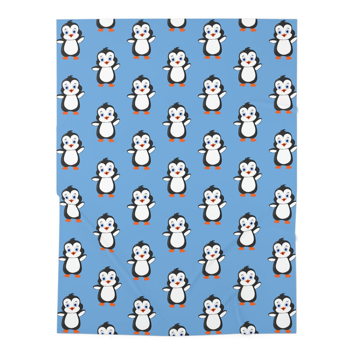 Baby Swaddle Blanket - Light Blue - Leigha Marina's Bebo The Penguin