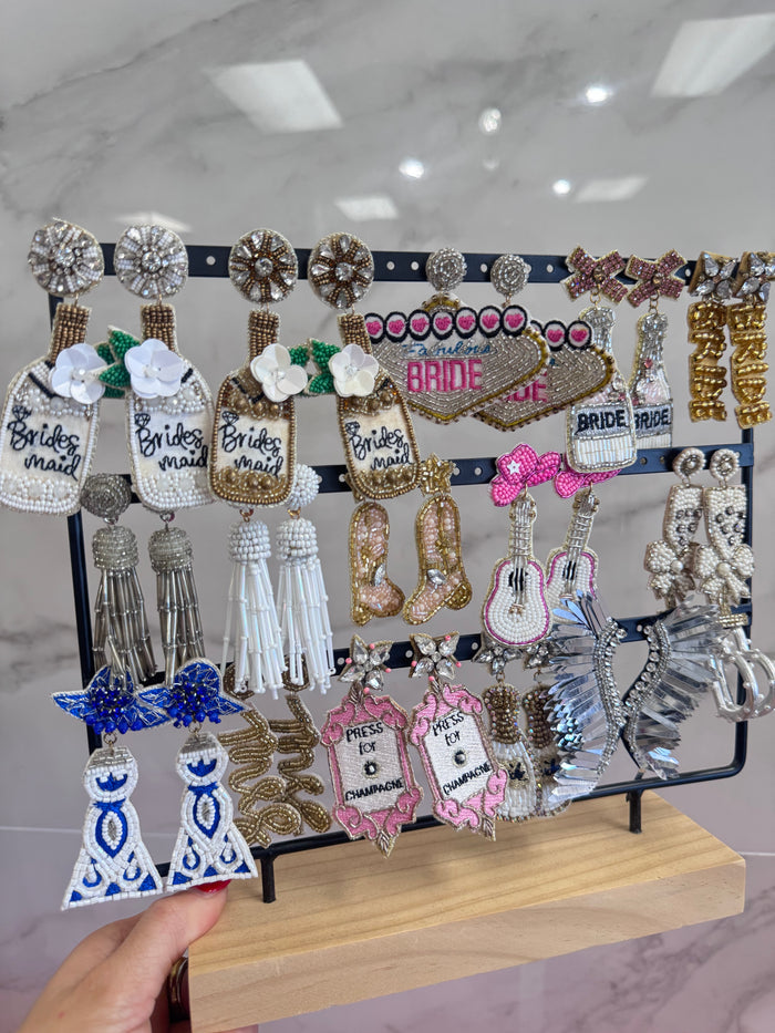 BEADED EARRINGS.