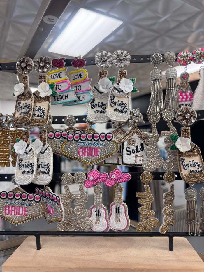 BEADED EARRINGS.