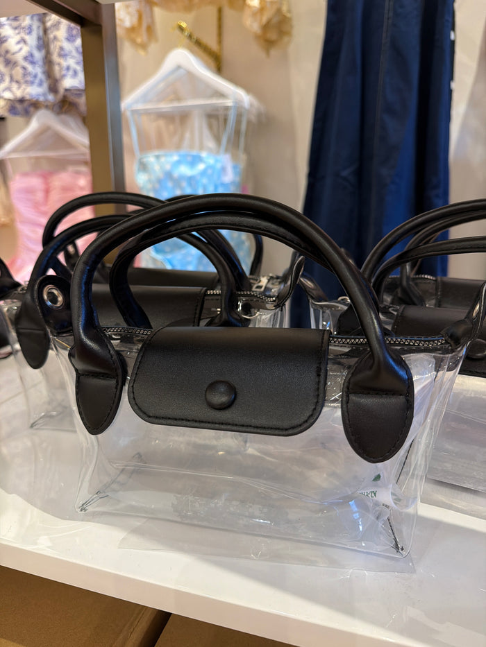 BLACK DOUBLE HANDLE CLEAR BAG