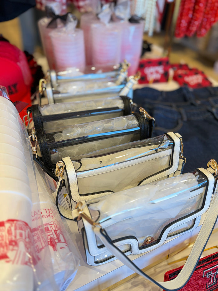 BLACK ENVELOPE SHOULDER CLEAR PURSE