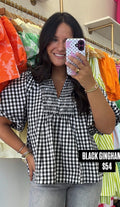 BLACK GINGHAM TOP