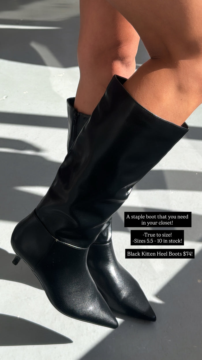 Black Kitten Heel Boots