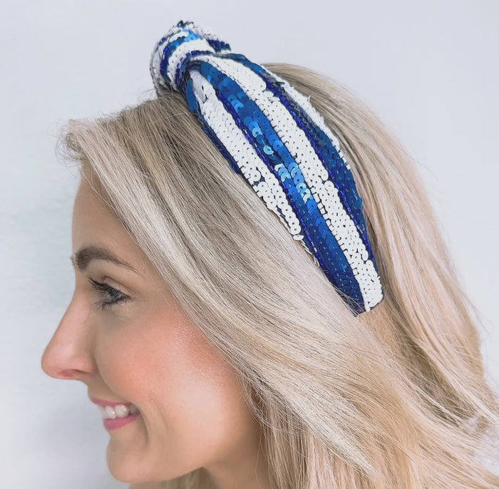 BLUE/ WHITE SEQUIN HEADBAND