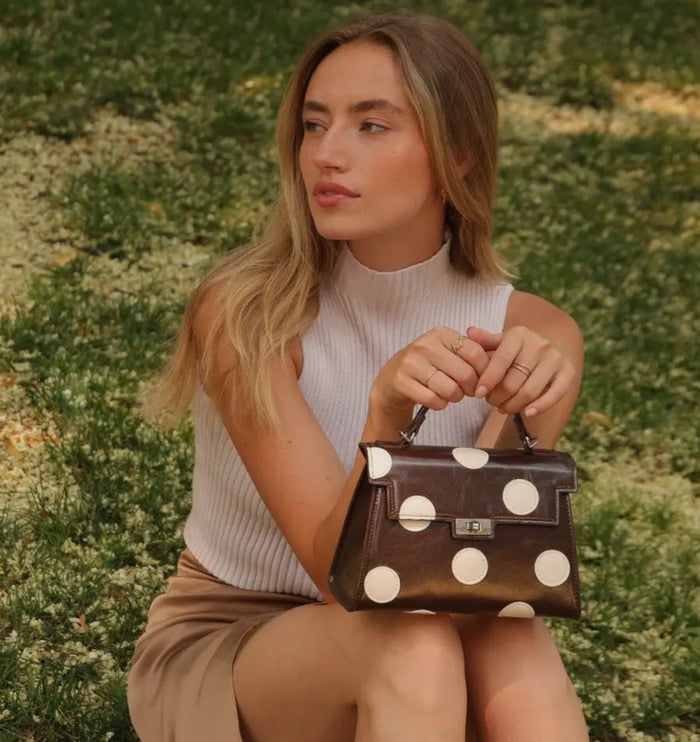 Brown Polka Dot Recycled Vegan Purse