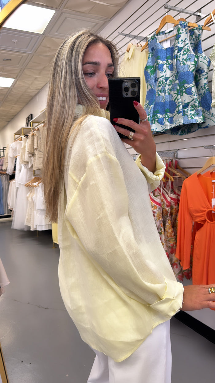 BUTTER YELLOW JADA LINEN TOP
