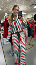 CANDY CANE STRIPE SATIN PAJAMA SET