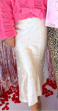 CREAM SATIN HEART MAXI SKIRT
