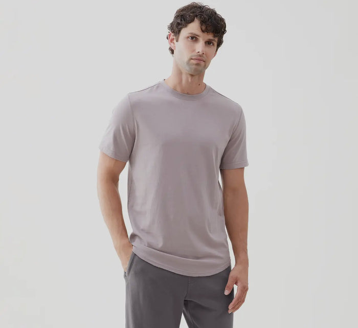 EIFFEL GREY S/S SCOOP BOTTOM PIMA TEE ( SIZE SMALL LEFT)