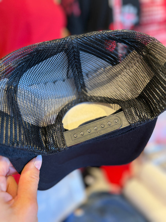 GAME DAY BLACK & RED TRUCKER HAT