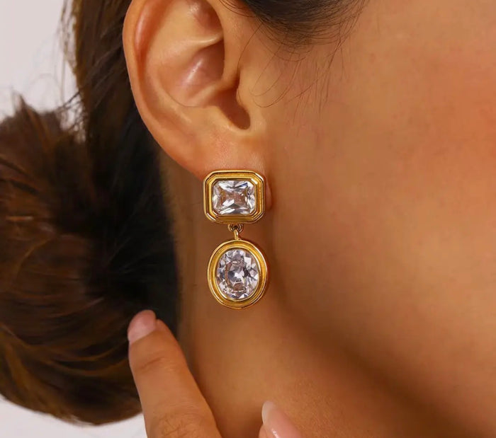 Gold Bezel Earrings Waterproof
