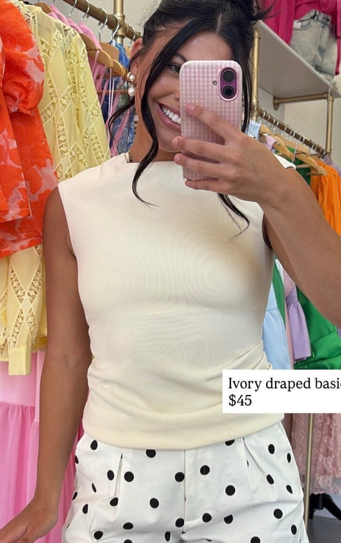 IVORY DRAPED BASIC TOP