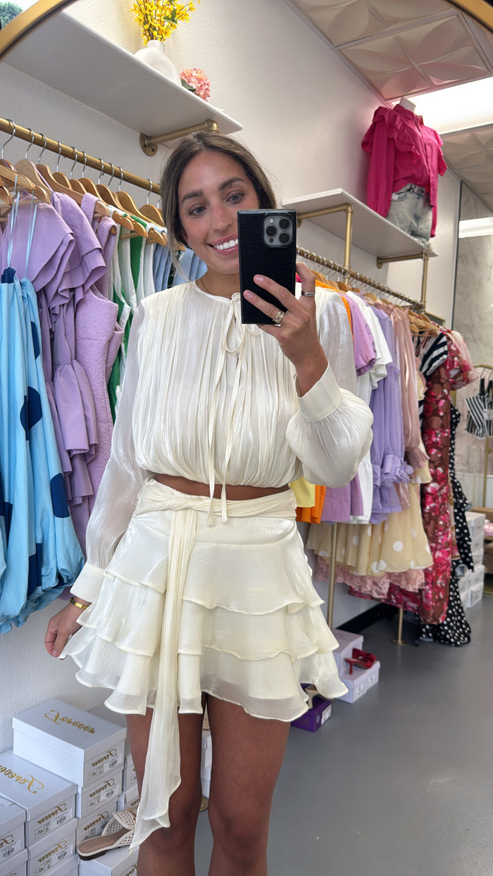 IVORY TIE MIDI RUFFLE SET