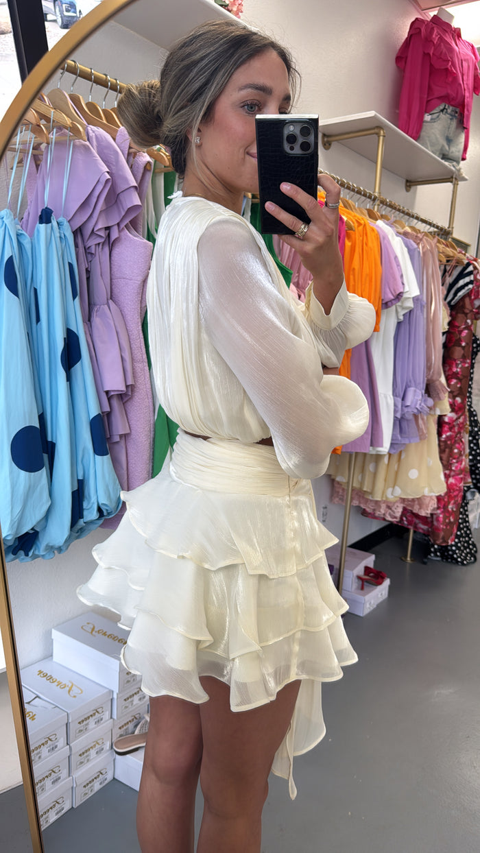 IVORY TIE MIDI RUFFLE SET