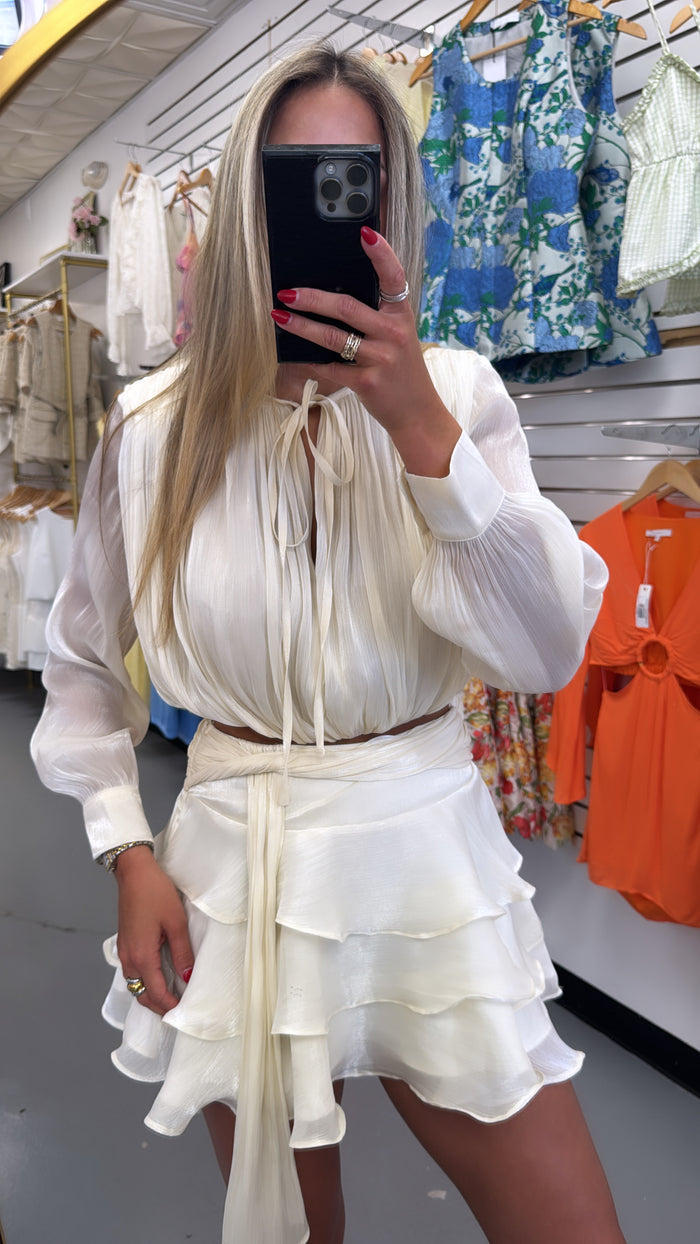 IVORY TIE MIDI RUFFLE SET