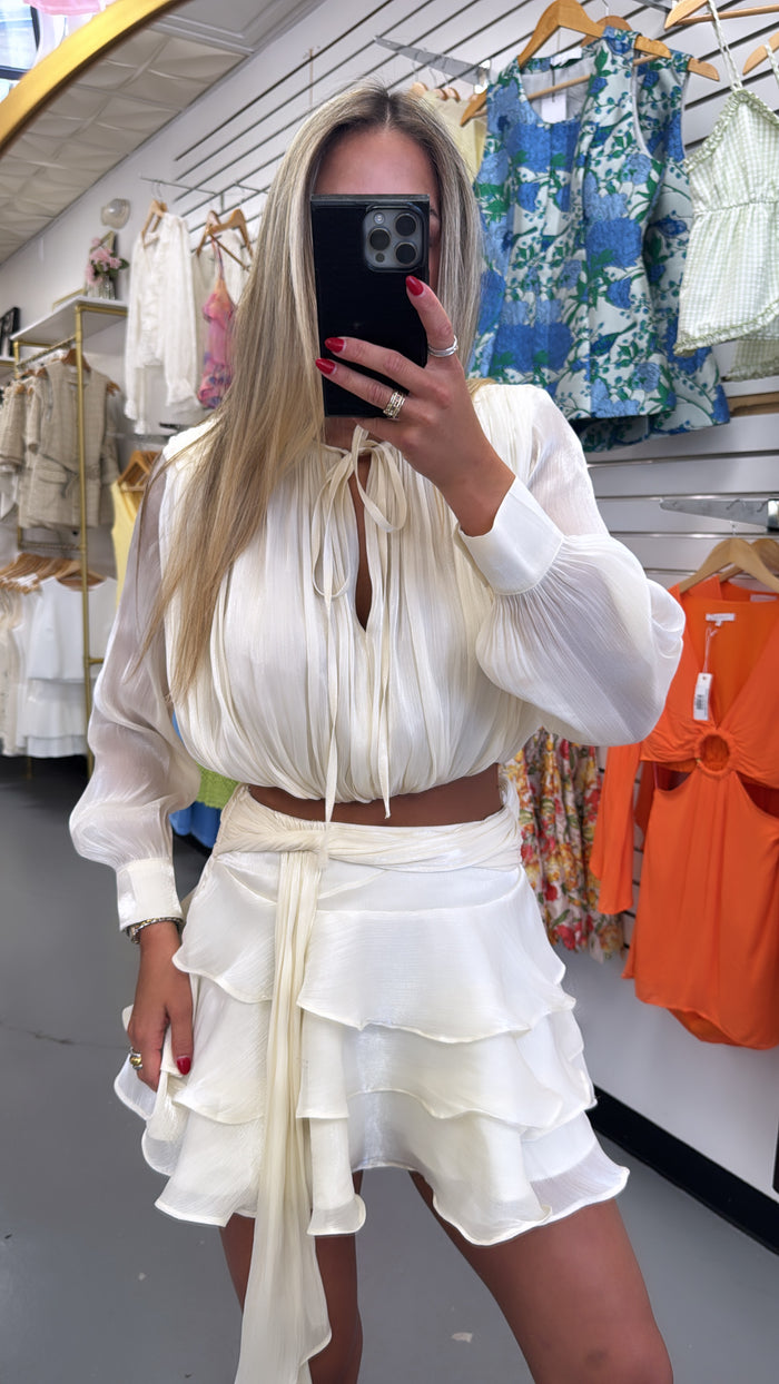 IVORY TIE MIDI RUFFLE SET
