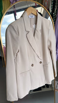 Khaki Solid Double Breasted Blazer