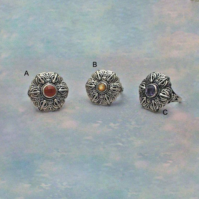 Khanda Talisman gemstone rings