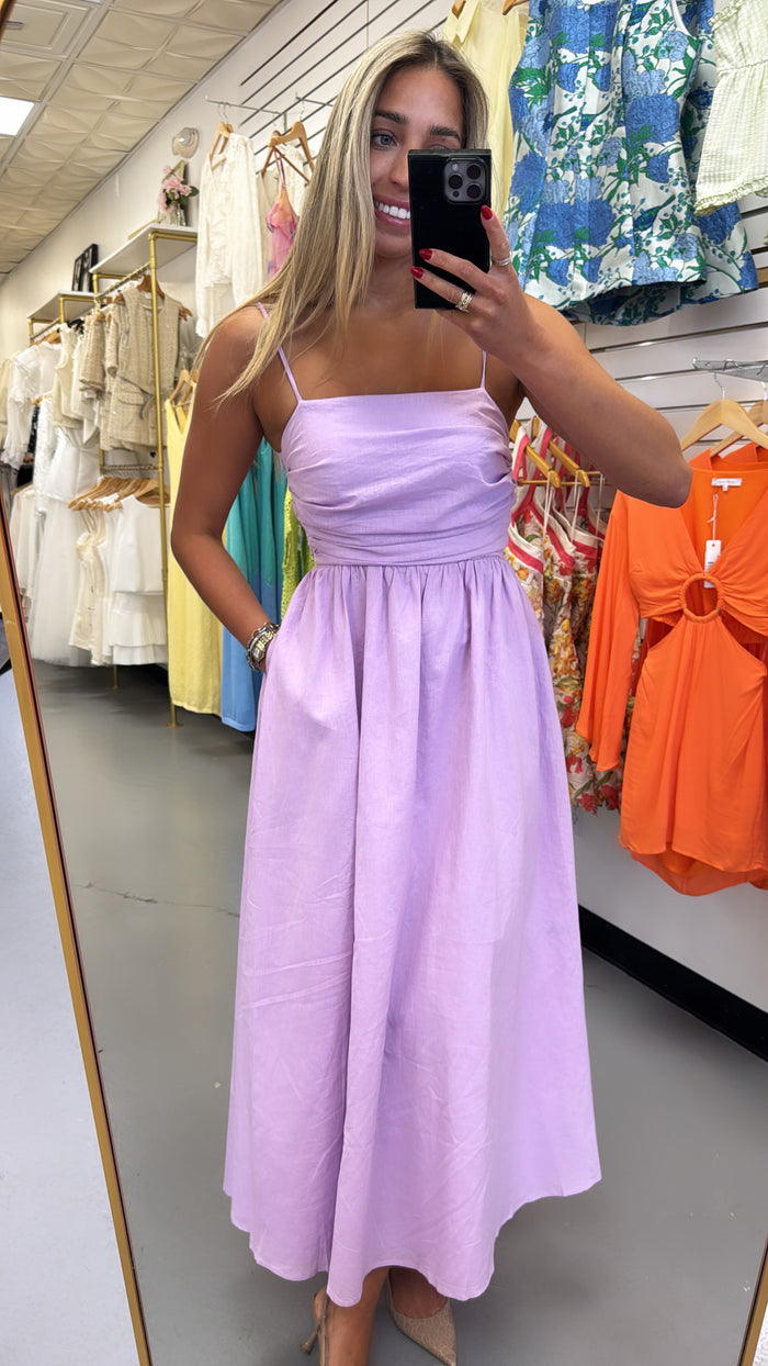 Lavender Runched Maxi Dress