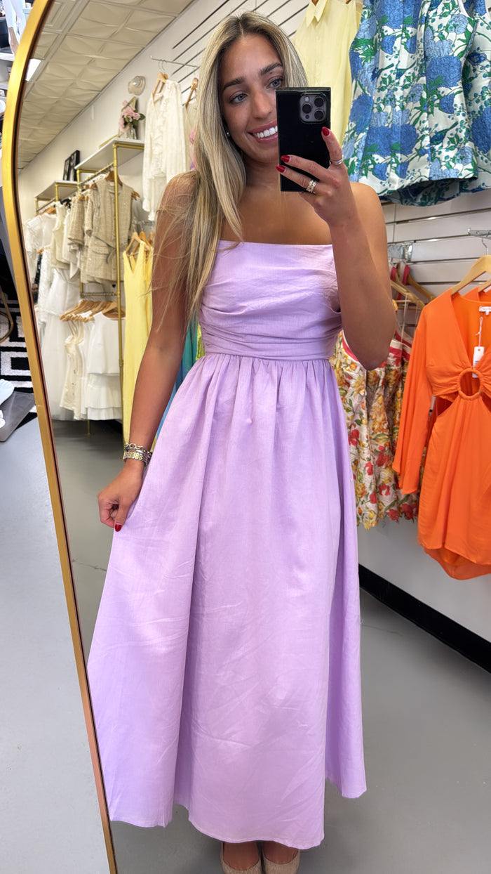 Lavender Runched Maxi Dress