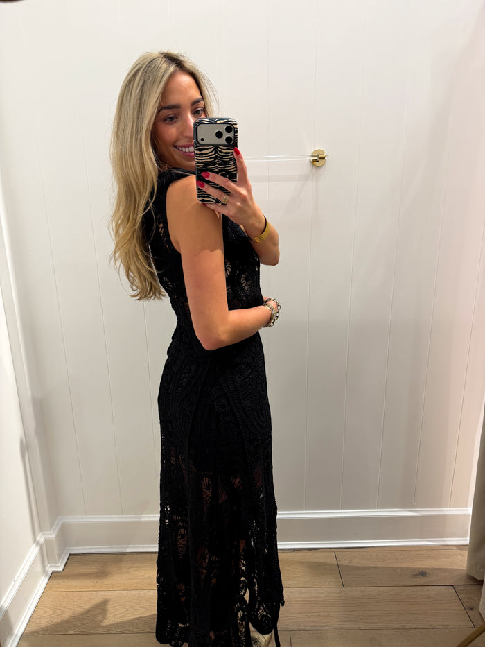 LBK BLACK ASYMMETRIC CROCHET SET