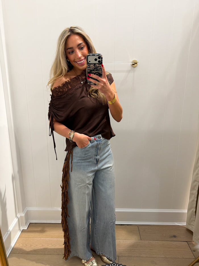 LBK BROWN FRINGE PANTS
