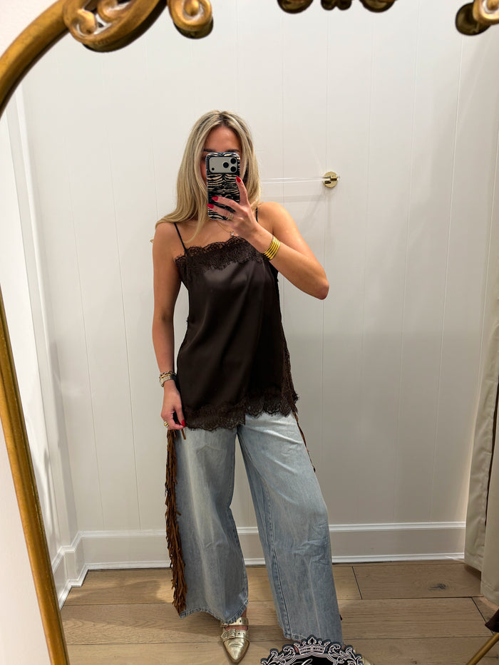 LBK BROWN FRINGE PANTS