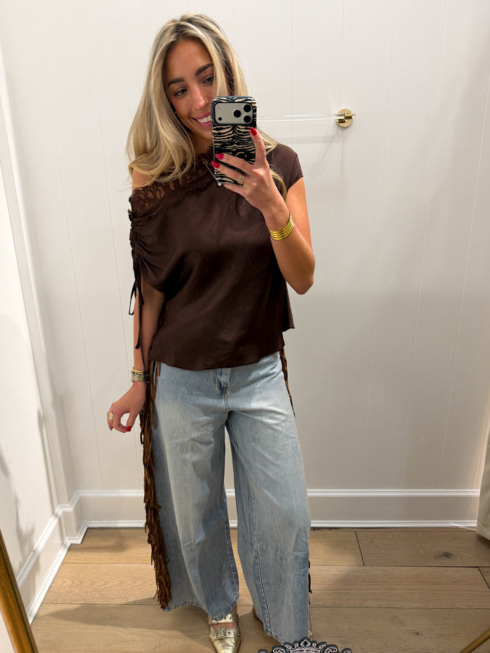 LBK BROWN FRINGE PANTS