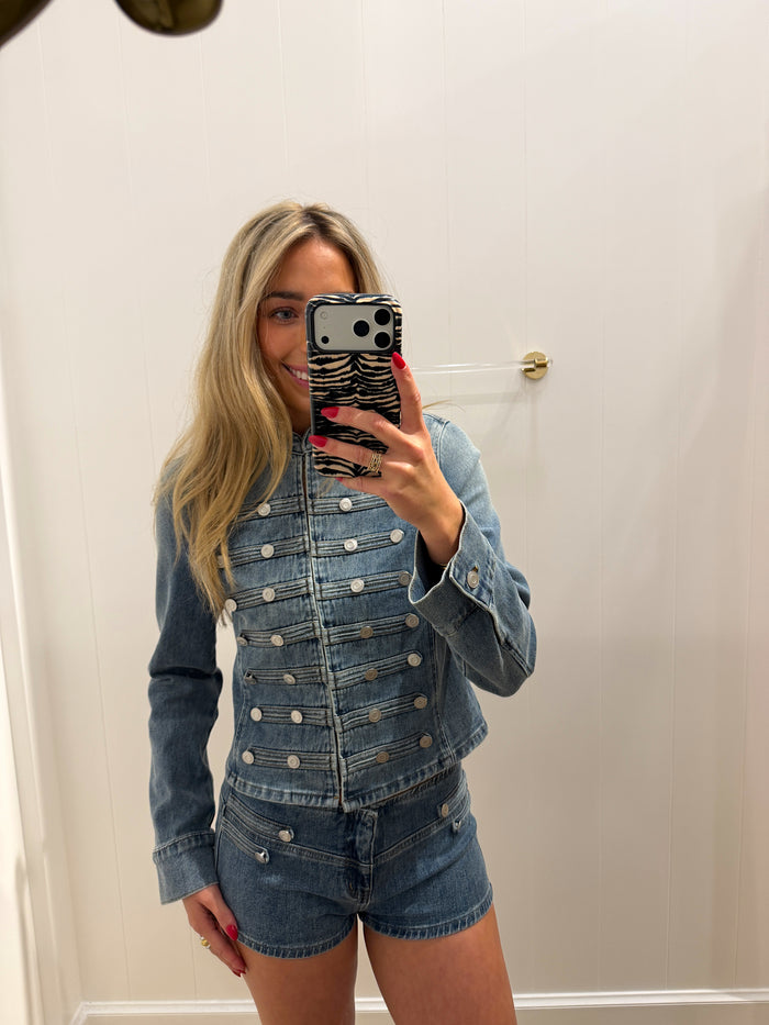LBK BUTTON DENIM JACKET & SHORT SET