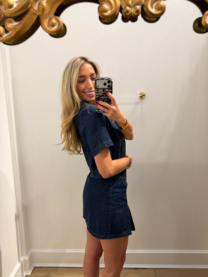 LBK DENIM A LINE ASYMMETRIC BUTTON SET