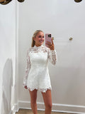 LBK WHITE LACE CHIC LONGSLEEVE ROMPER