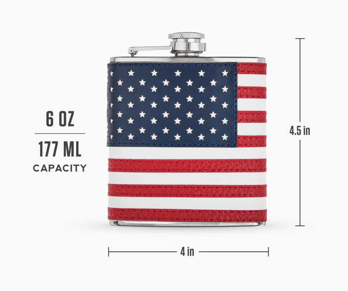 LEATHER AMERICAN FLAG FLASK