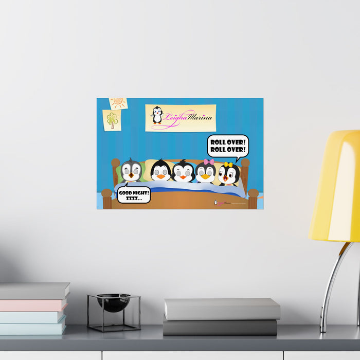 Leigha Marina's "There Were Five in the Bed" Penguins Nursery Rhyme Poster