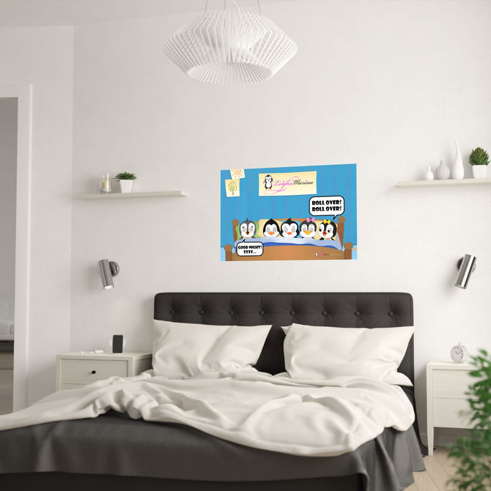 Leigha Marina's "There Were Five in the Bed" Penguins Nursery Rhyme Poster