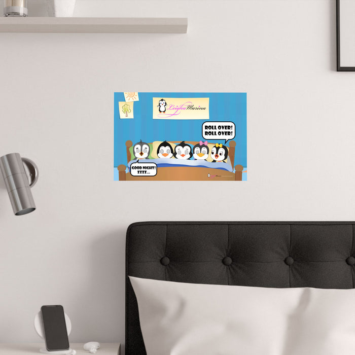 Leigha Marina's "There Were Five in the Bed" Penguins Nursery Rhyme Poster
