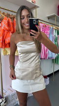 LIGHT TAN SATIN TOP