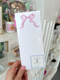 LUXE BLUSH BOW STRIPED NOTEBOOK