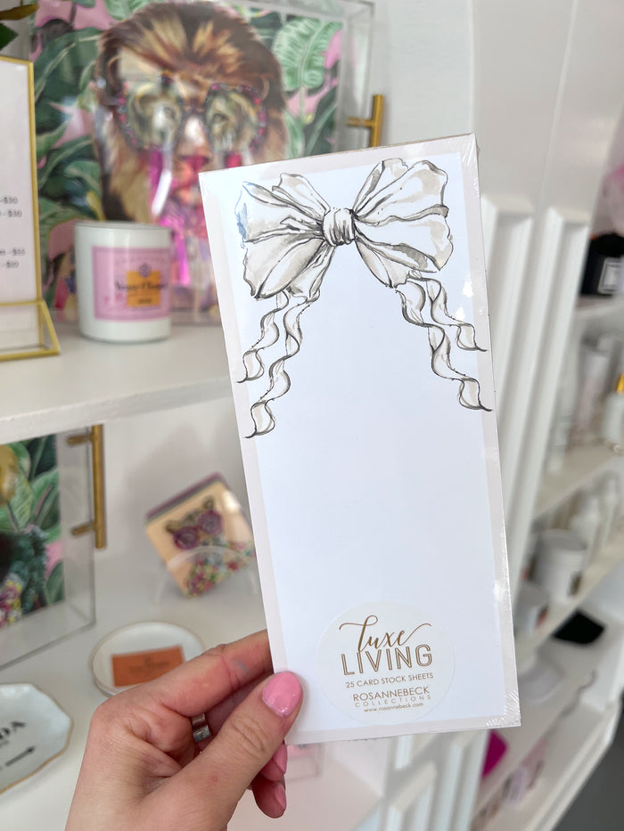 LUXE NOTEPAD HAND PAINTED CREME COLORED BOW