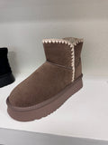 Mocha Stitched Platform Boot