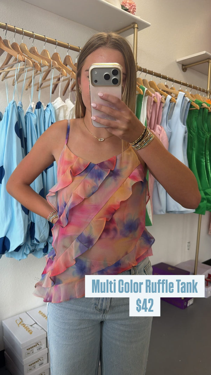 MULTI COLOR RUFFLE TANK