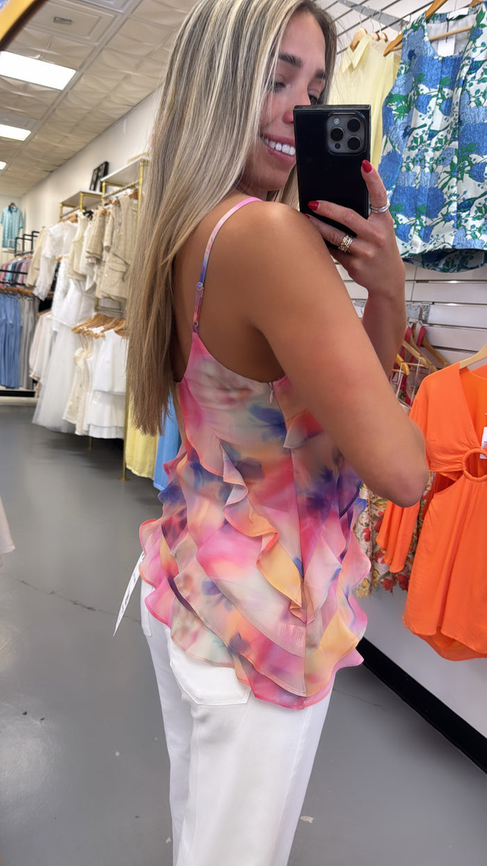 MULTI COLOR RUFFLE TANK