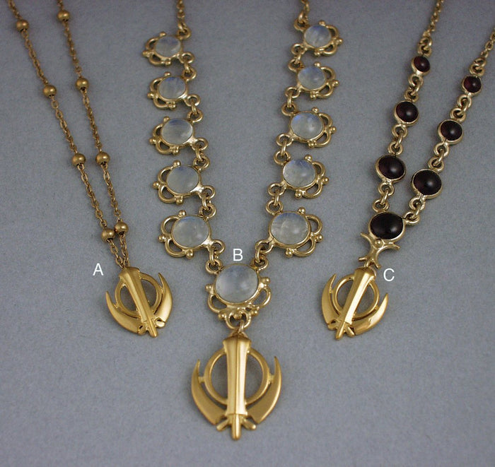 Necklaces with small Khanda pendants