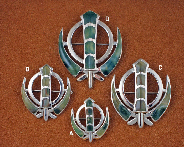 Ocean jasper inlaid Khanda pin/pendants
