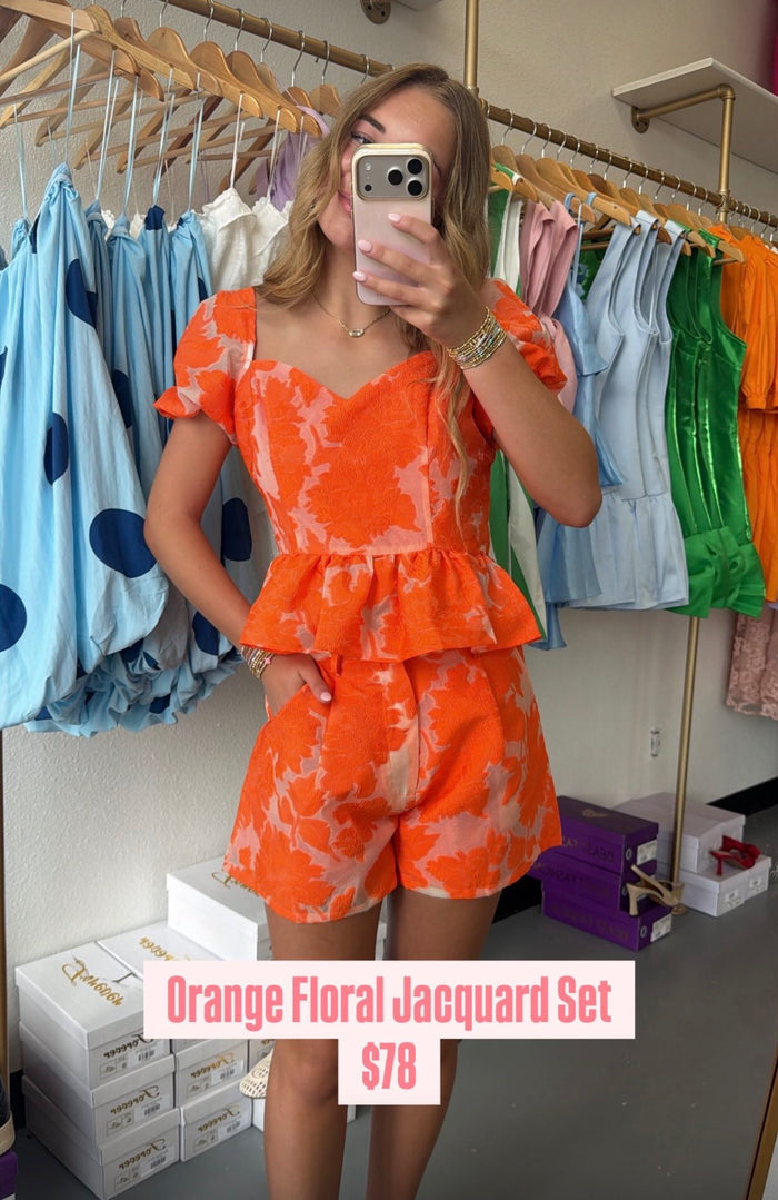 ORANGE FLORAL JACQUARD SET
