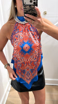 PAISLEY SCARF HALTER TOP
