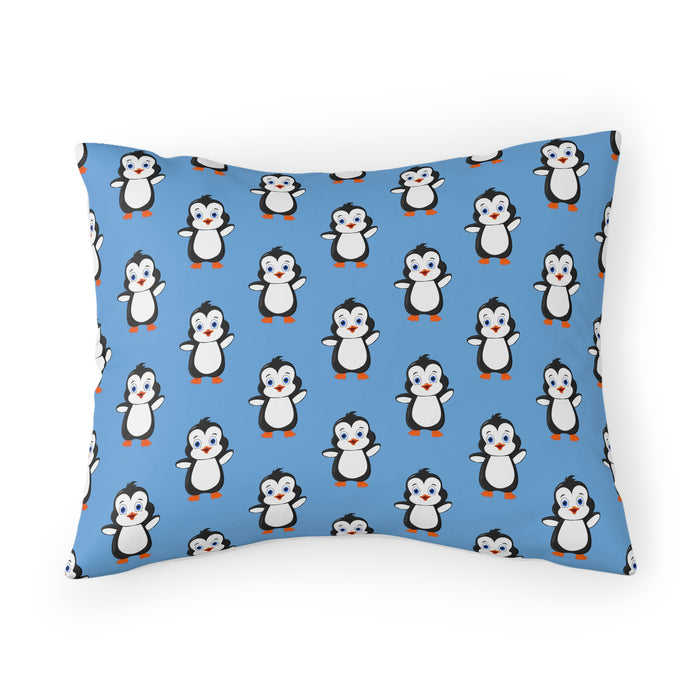 Pillow Sham - Light Blue - Bebo The Penguin Leigha Marina's Cartoon Design